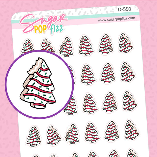 Christmas Tree Cake Doodle Stickers - D591