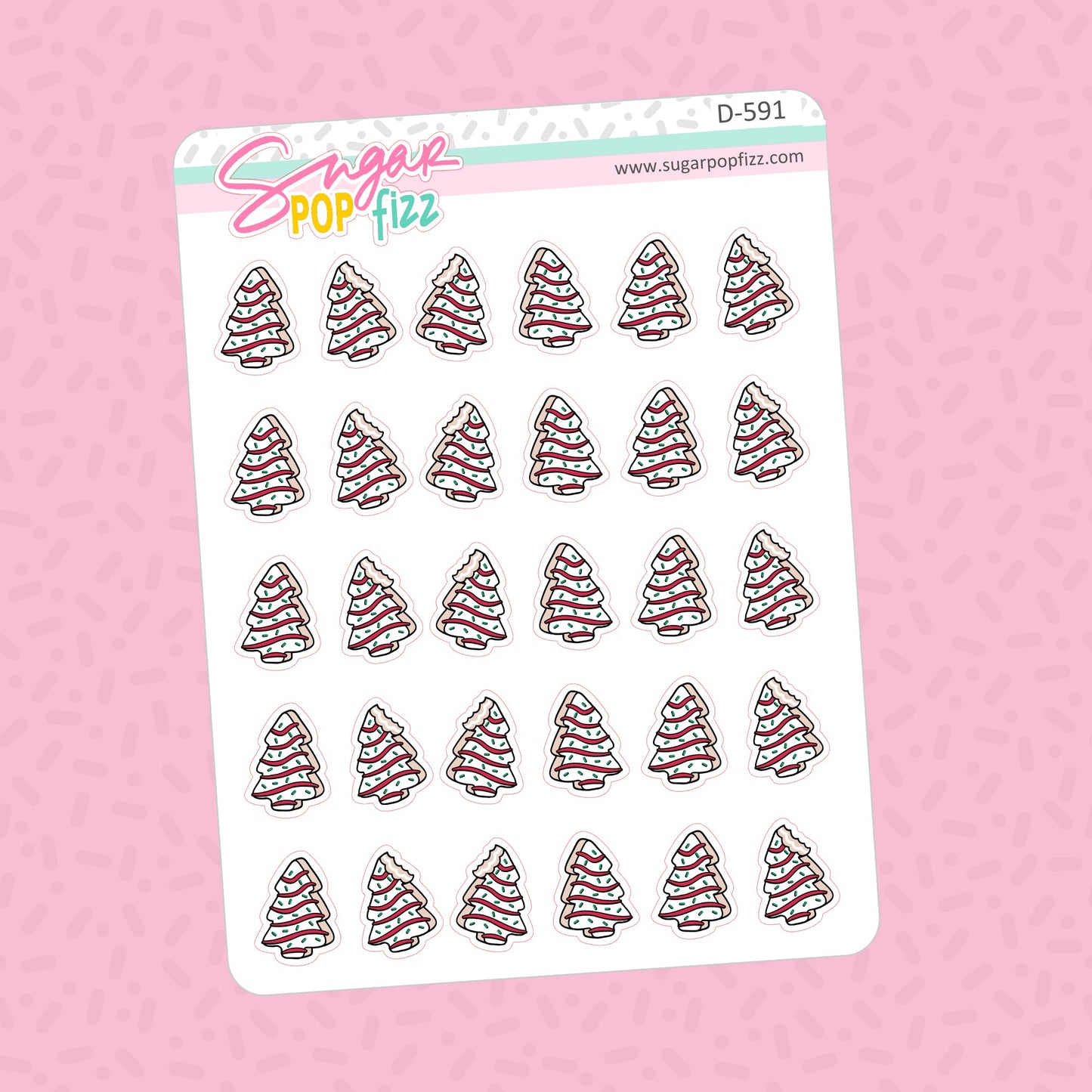 Christmas Tree Cake Doodle Stickers - D591