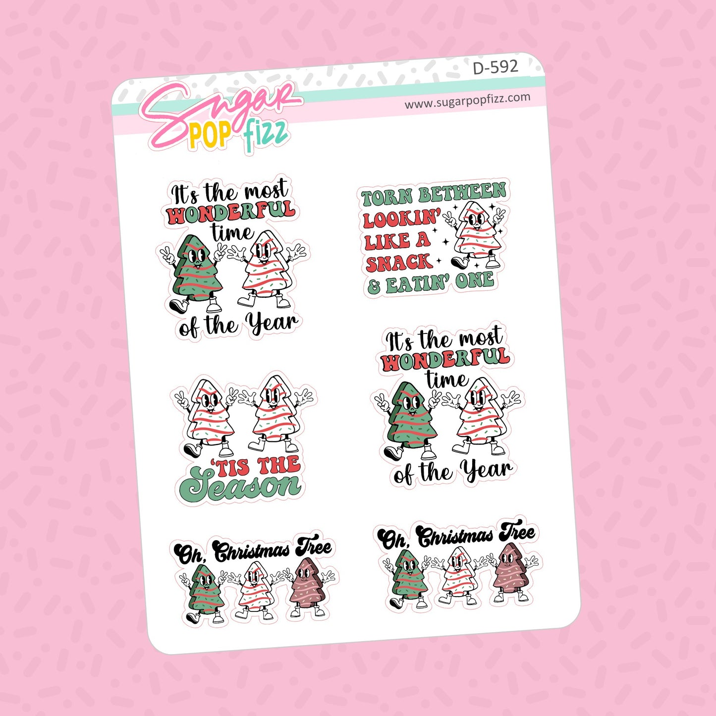 Christmas Tree Cake Quotes Doodle Stickers - D592