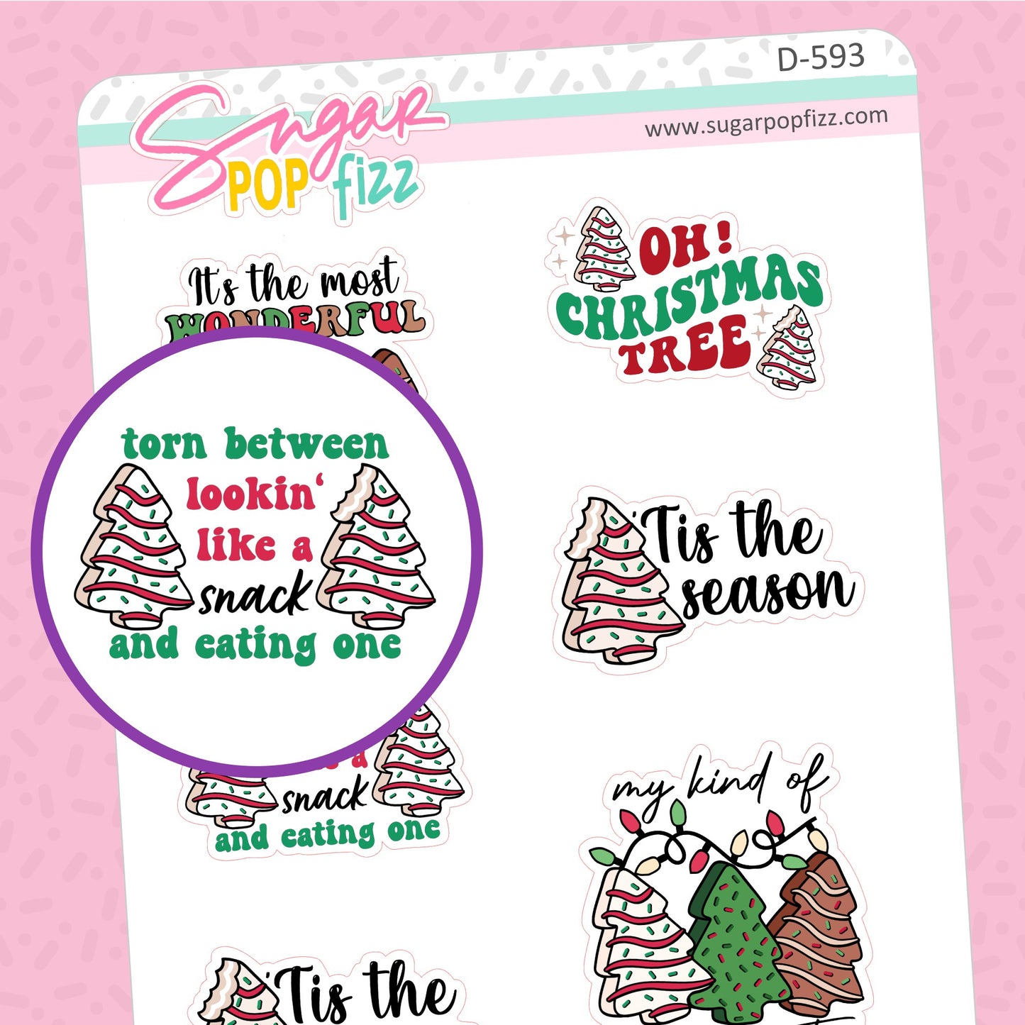 Christmas Tree Cake Quotes Doodle Stickers - D593