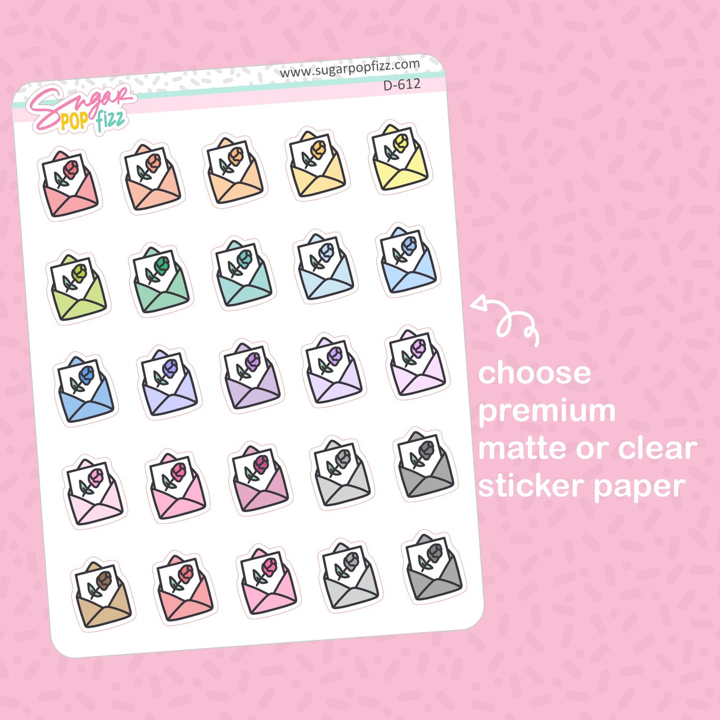 Floral Envelope Doodle Stickers - D612