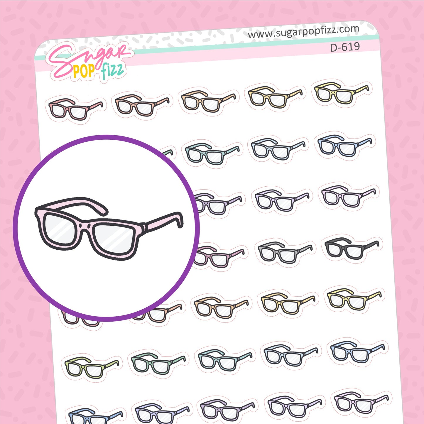 Glasses Doodle Stickers - D619