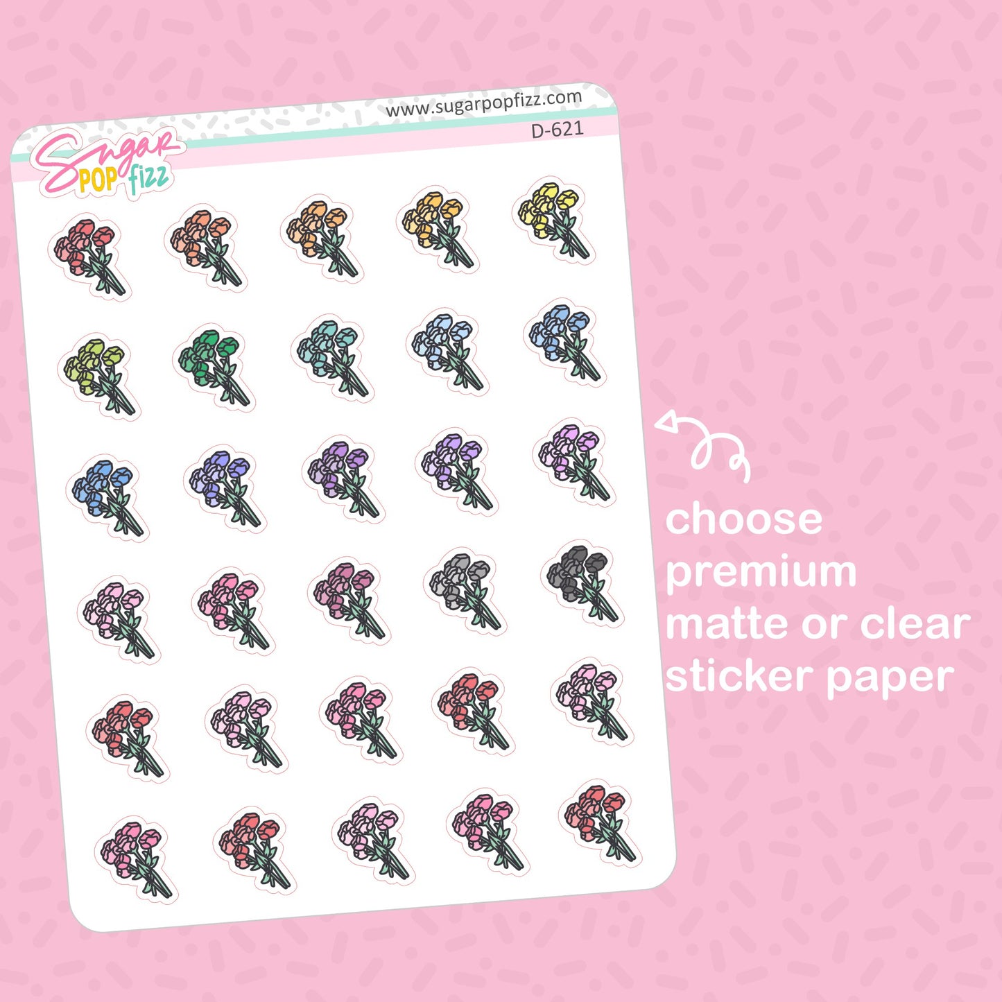 Roses Doodle Stickers - D621