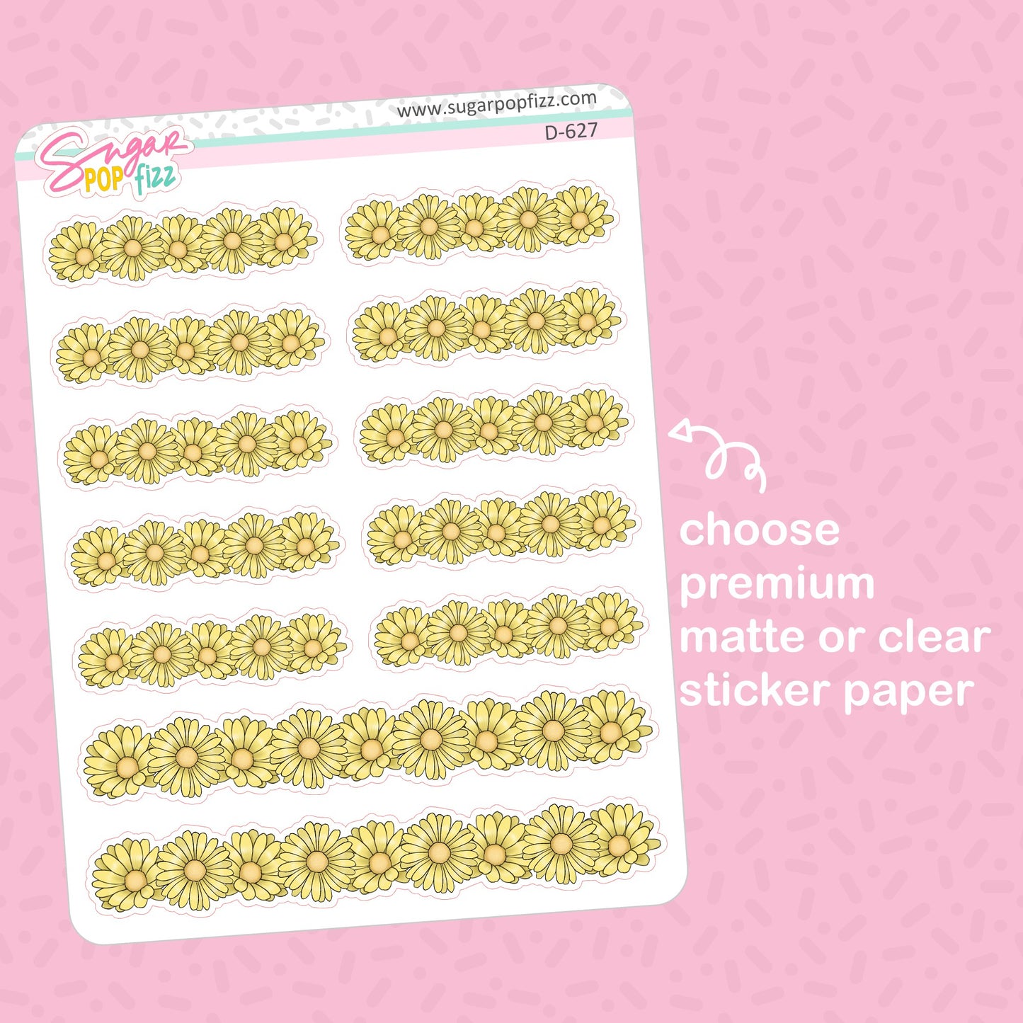 Yellow Daisies Dividers Doodle Stickers - D627