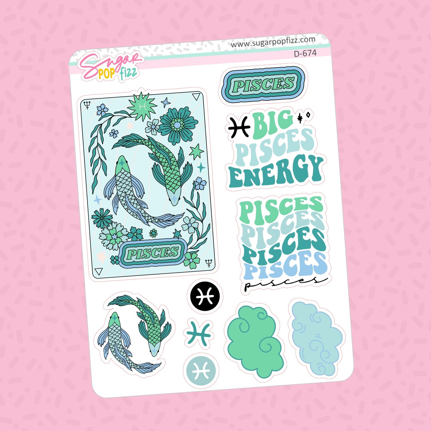 Pisces Doodle Stickers - D674