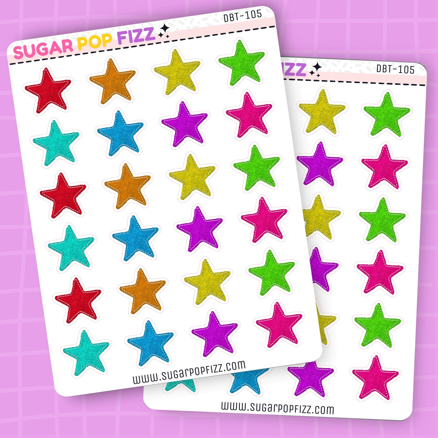 Stitched Stars Deco Stickers - DBT105