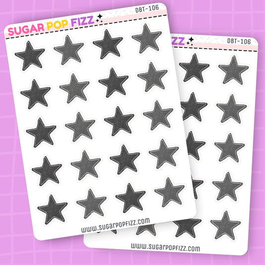 Gray Stitched Stars Deco Stickers - DBT106