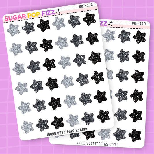 Neutral Glitter Stars Deco Stickers - DBT110