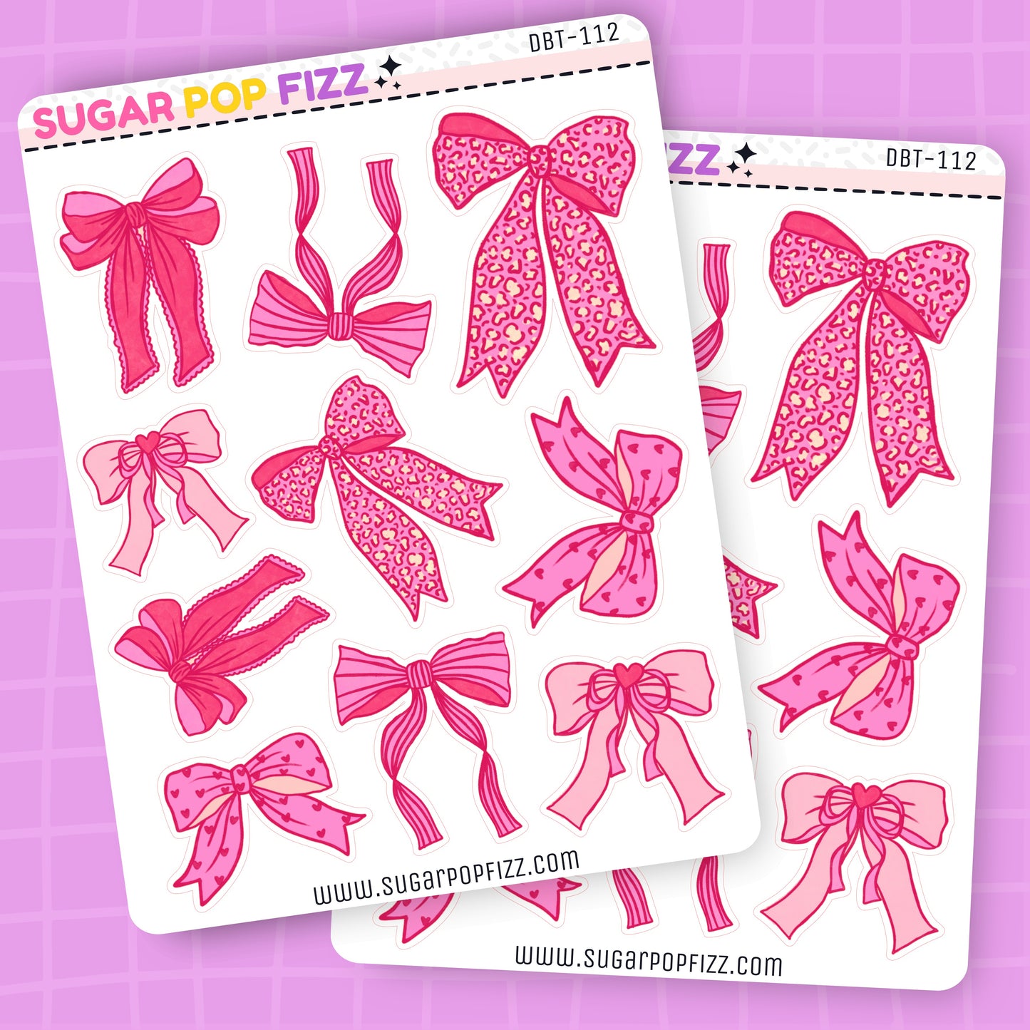 Dark Pink Bows Deco Stickers - DBT112