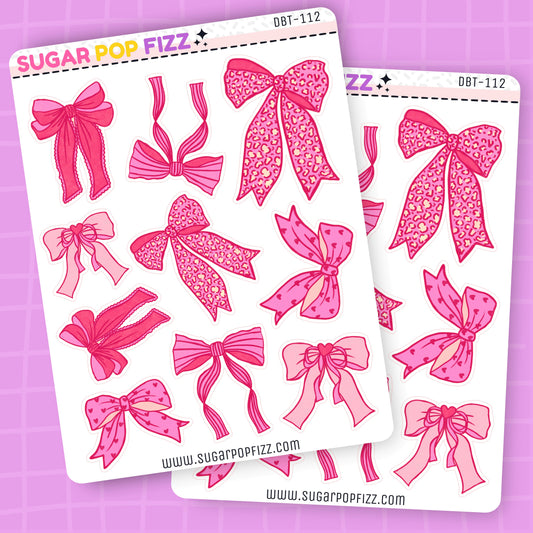 Dark Pink Bows Deco Stickers - DBT112