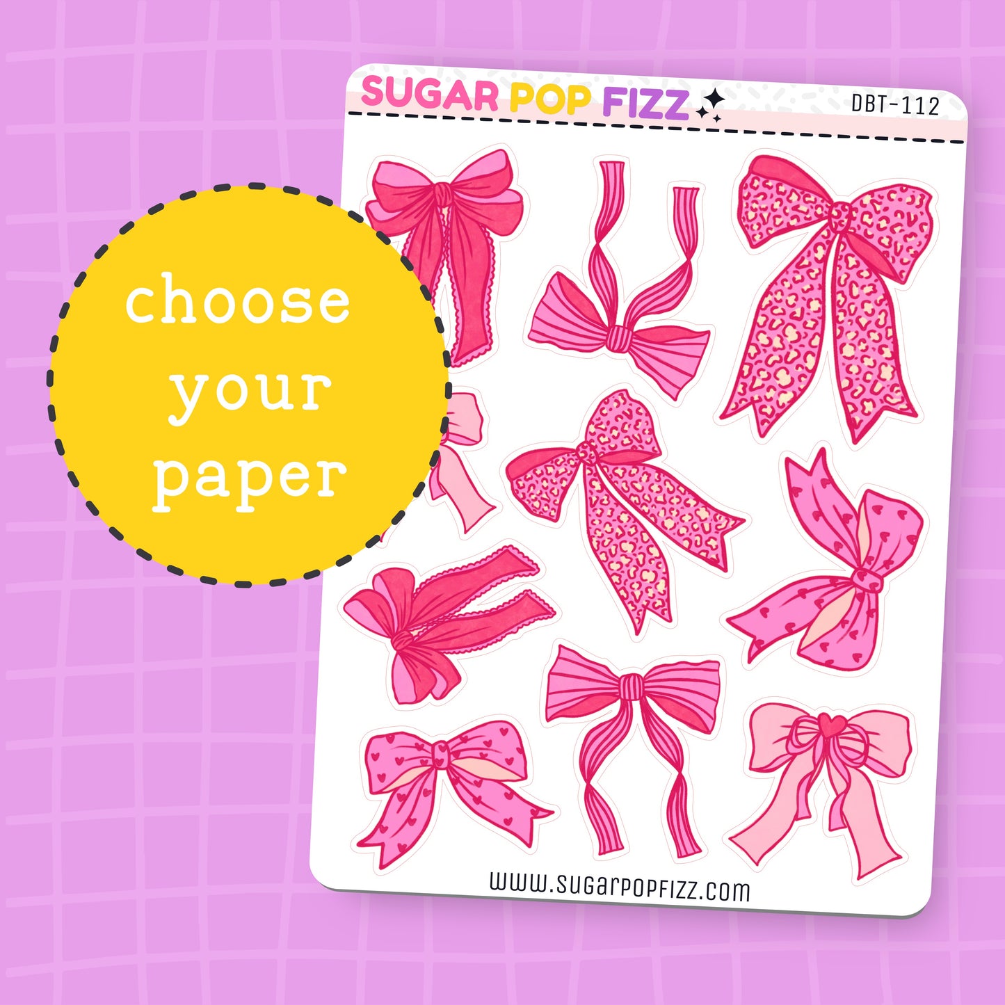 Dark Pink Bows Deco Stickers - DBT112