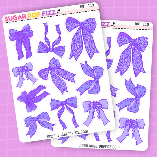 Purple Bows Deco Stickers - DBT119