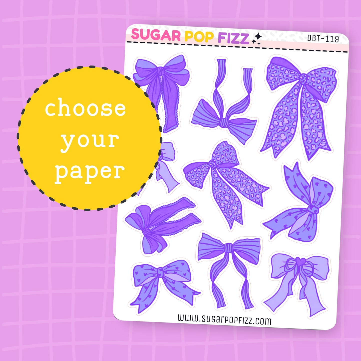 Purple Bows Deco Stickers - DBT119