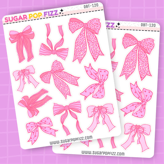 Pink Bows Deco Stickers - DBT120
