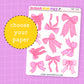 Pink Bows Deco Stickers - DBT120