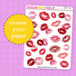 Assorted Lips/Kisses Deco Stickers - DBT124
