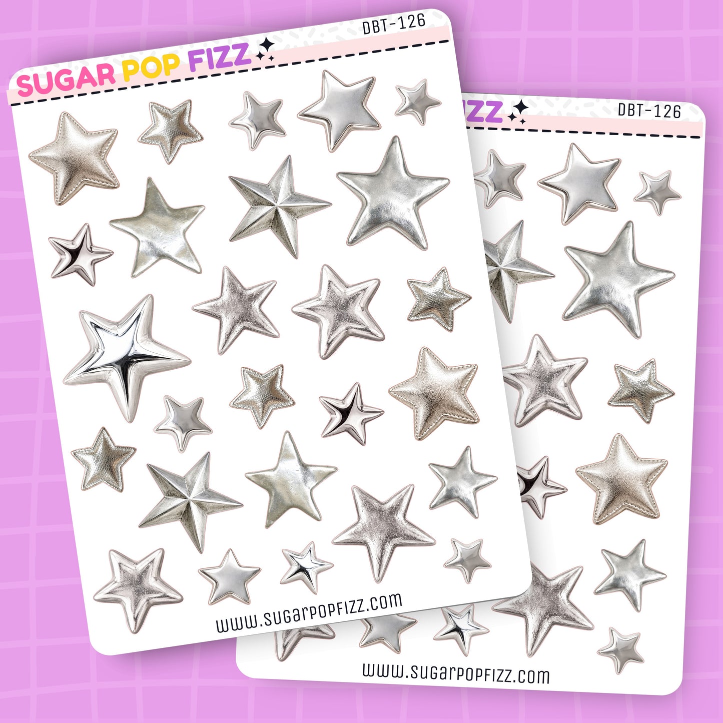 Assorted Silver Stars Deco Stickers - DBT126