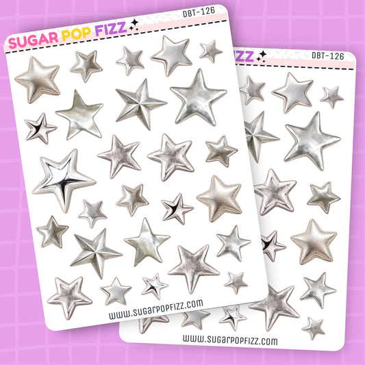 Assorted Silver Stars Deco Stickers - DBT126