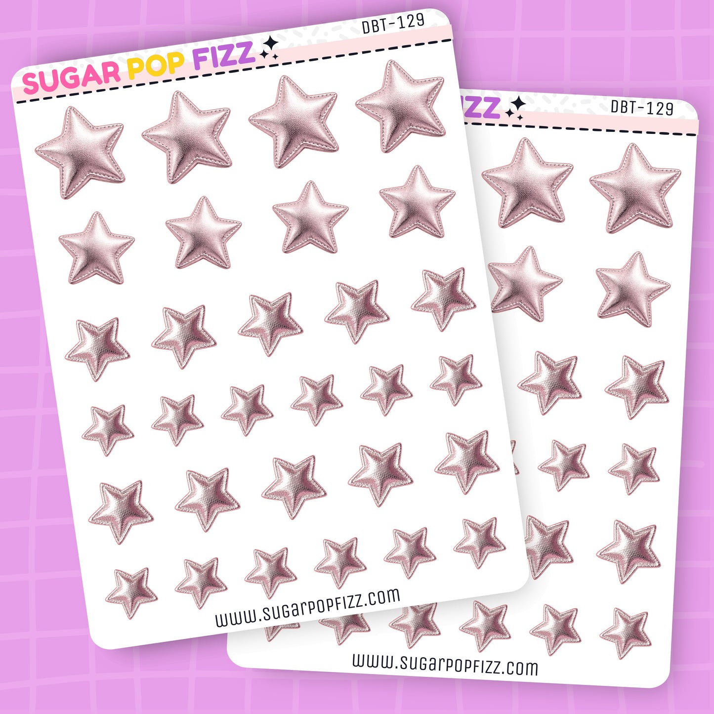 Puffy Rose Gold Stars Deco Stickers - DBT129