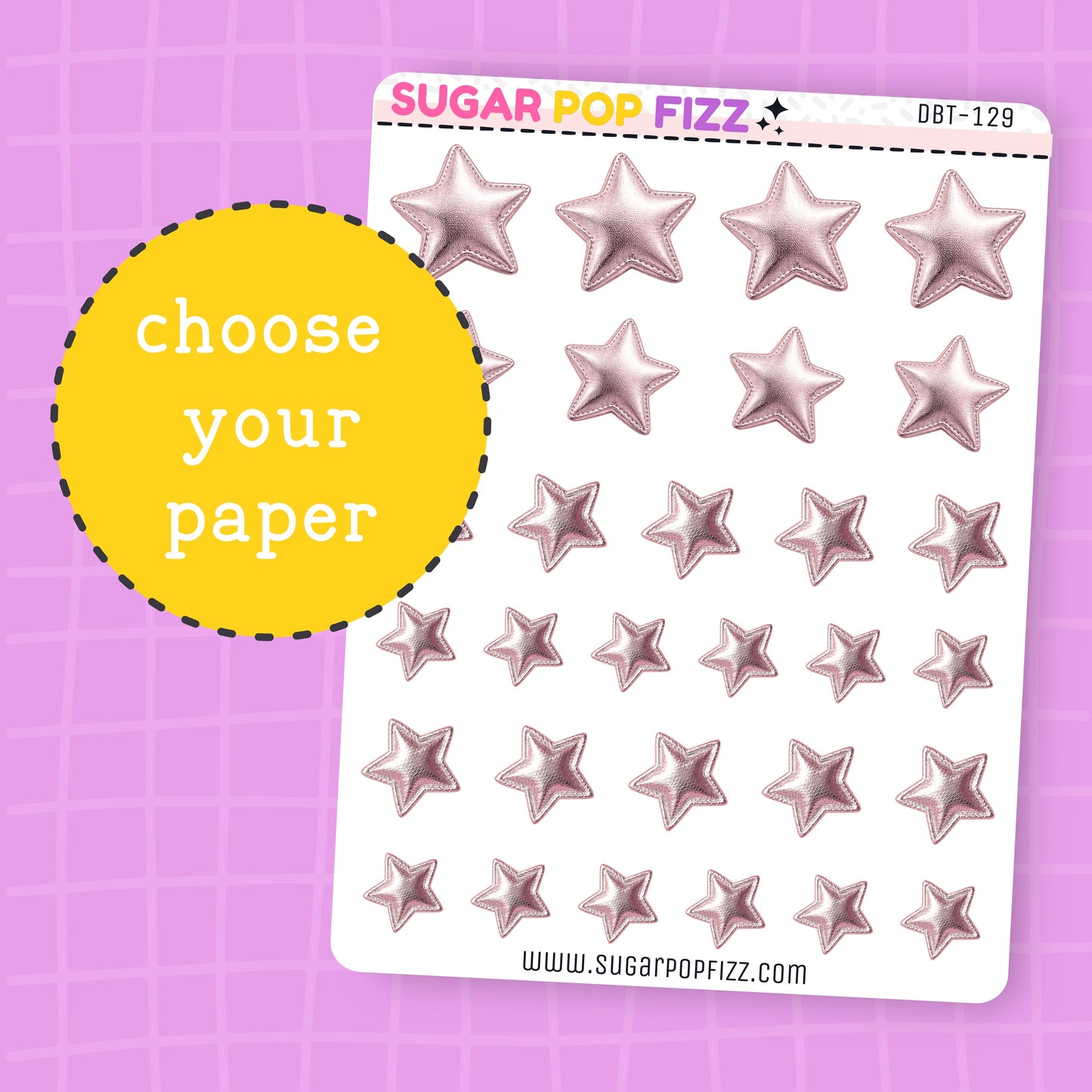 Puffy Rose Gold Stars Deco Stickers - DBT129