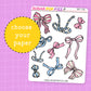 Pink & Blue Bows Deco Stickers - DBT135