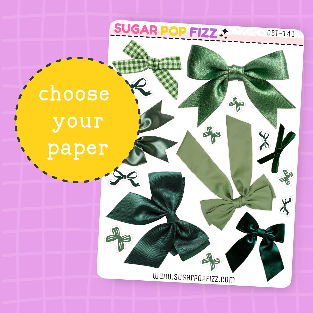 Green Bows Deco Stickers - DBT141