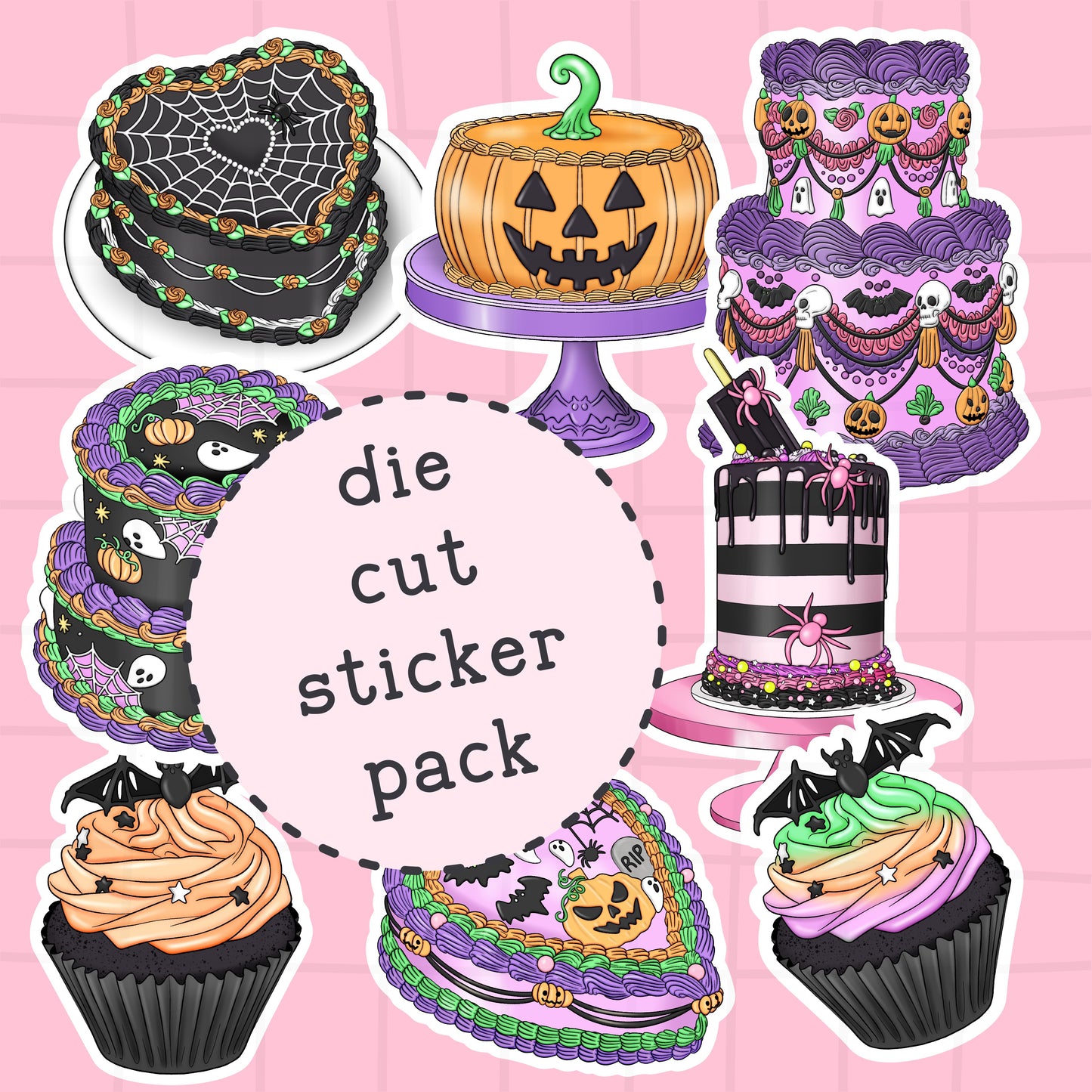 Halloween Cakes Die Cut Sticker PACK - DCP103