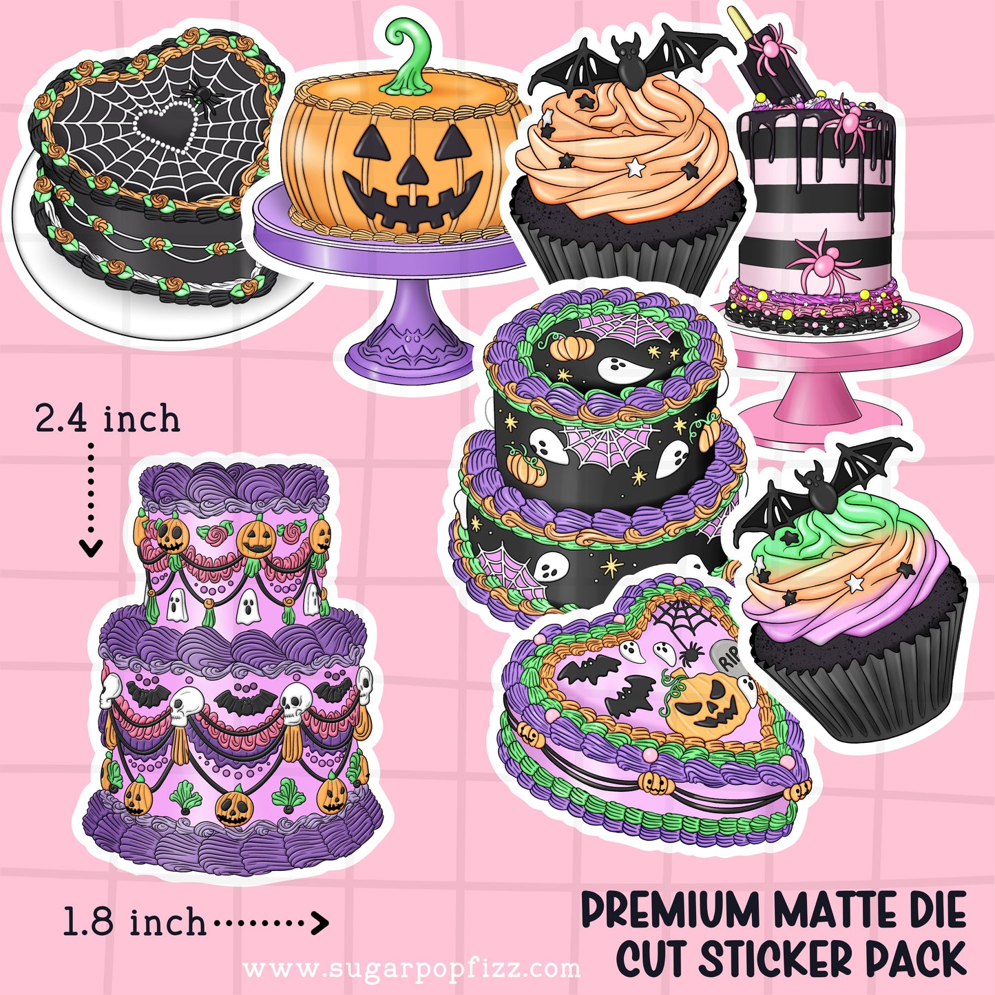 Halloween Cakes Die Cut Sticker PACK - DCP103