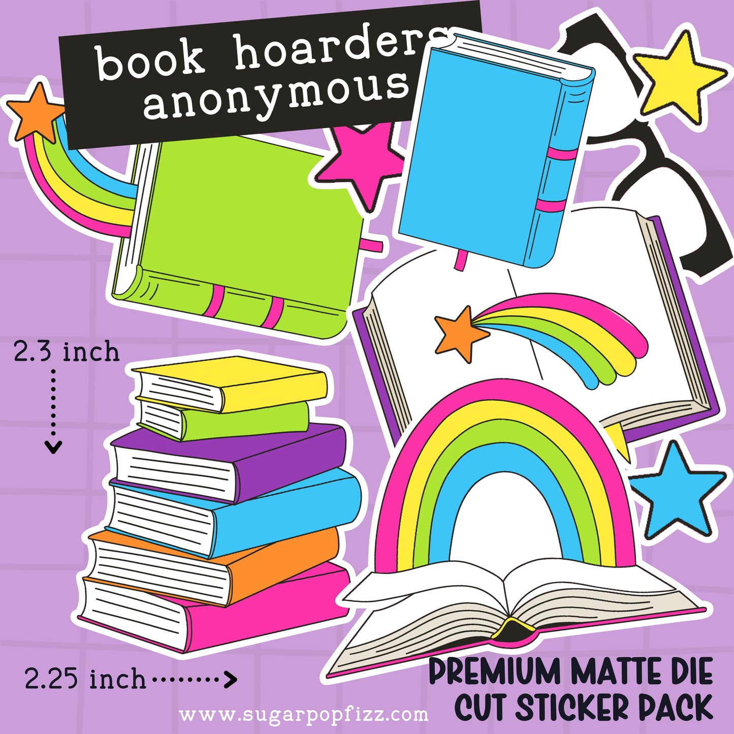 Bookish Rainbow Die Cut Sticker PACK - DCP107