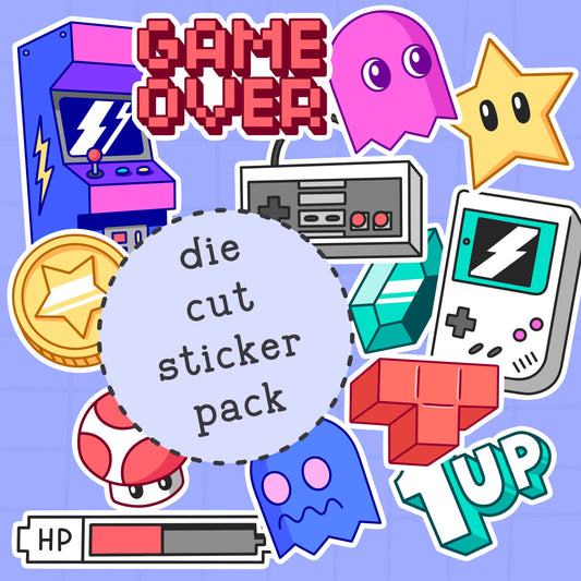 Retro Gamer Die Cut Sticker PACK - DCP108