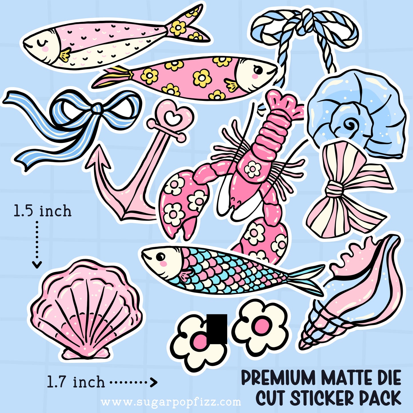 Coastal Coquette Die Cut Sticker PACK - DCP114