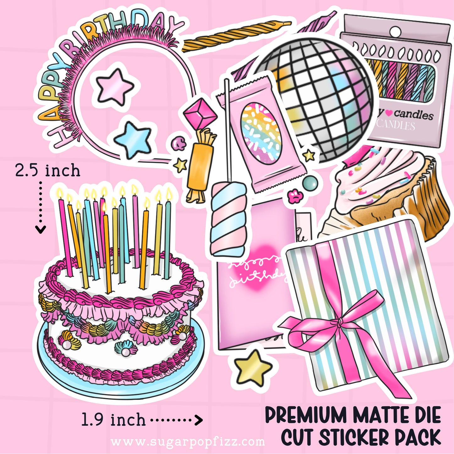 Birthday Bash Die Cut Sticker PACK - DCP115