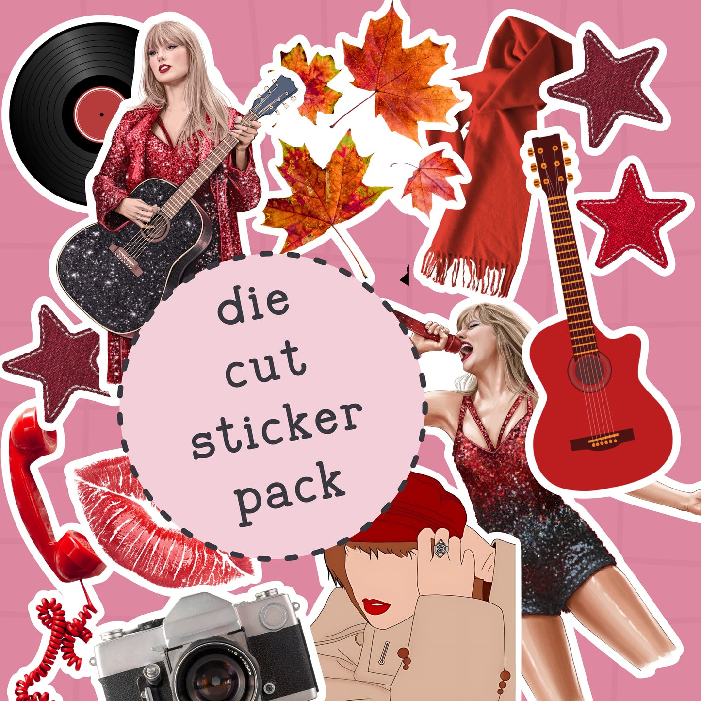 RED Die Cut Sticker PACK - DCP120