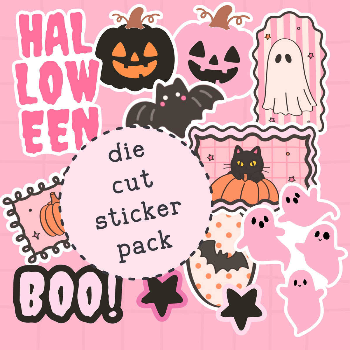 Pink Halloween Die Cut Sticker PACK - DCP136