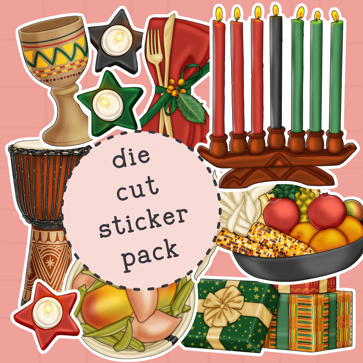 Kwanzaa Die Cut Sticker PACK - DCP138