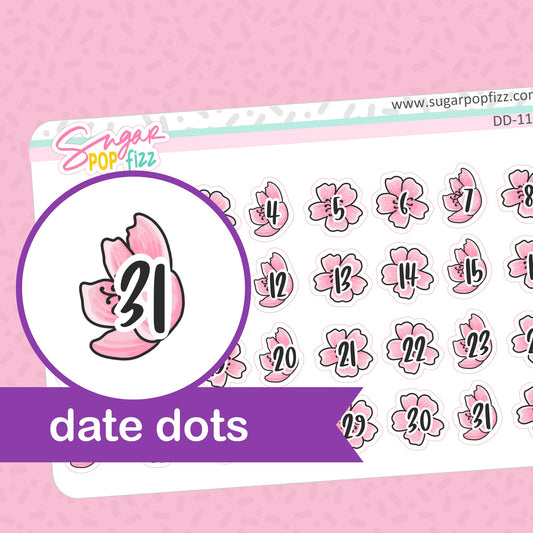 Cherry Blossoms Date Dot Stickers -DD100