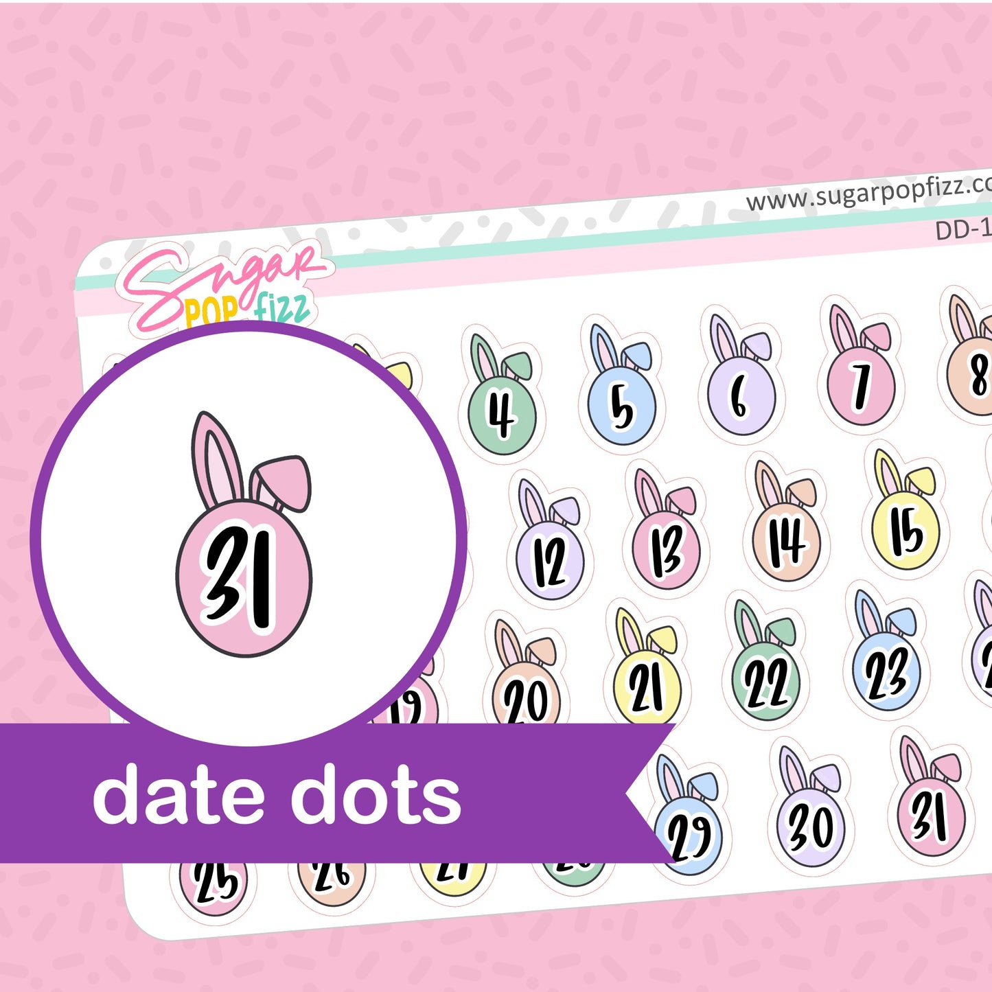 Easter Date Dot Stickers -DD125
