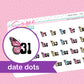 Pink Butterfly Date Dot Stickers -DD131
