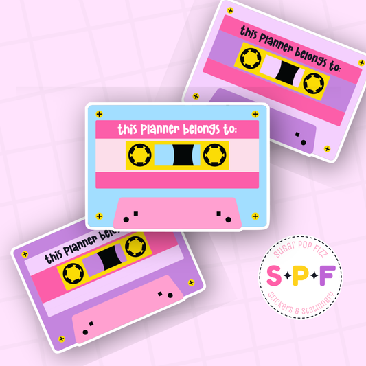 Roller Disco Mix Tape Planner Name Tag Premium Matte Die Cut Sticker - DC146