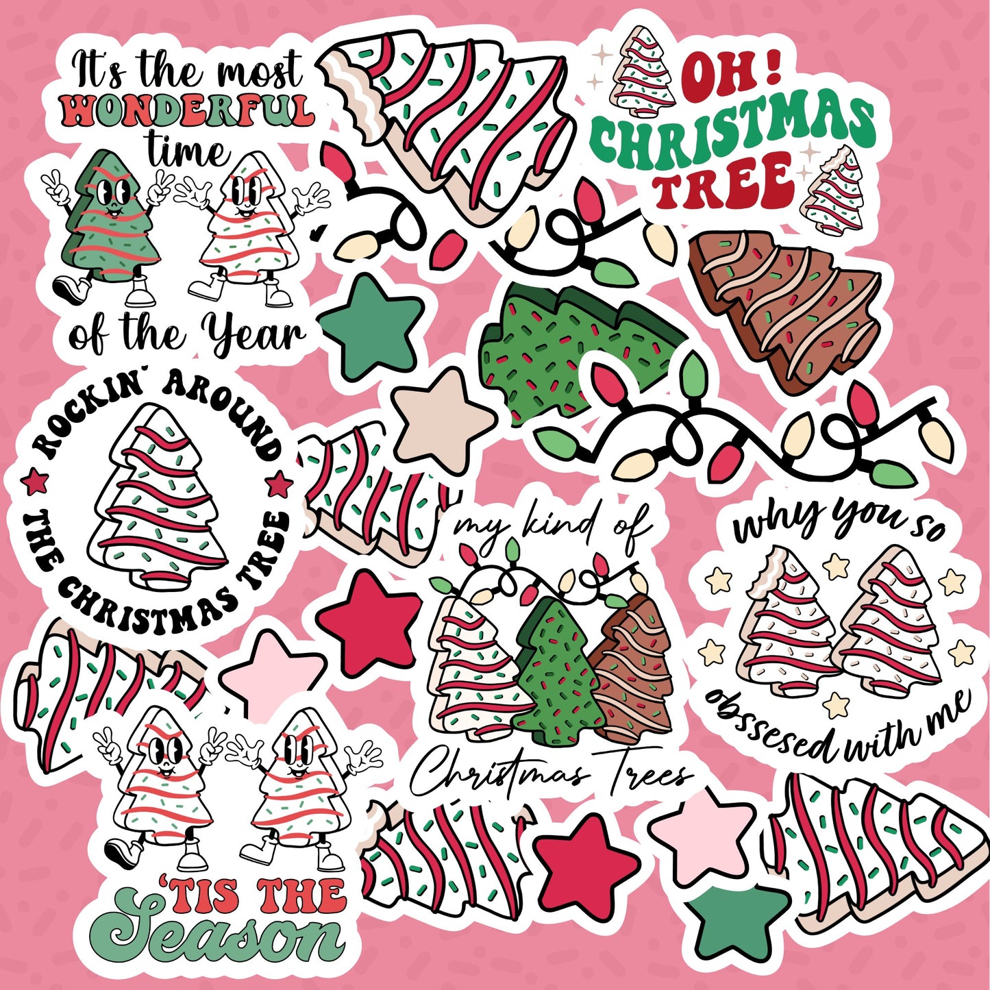 Christmas Tree Cake Die Cut Sticker Pack