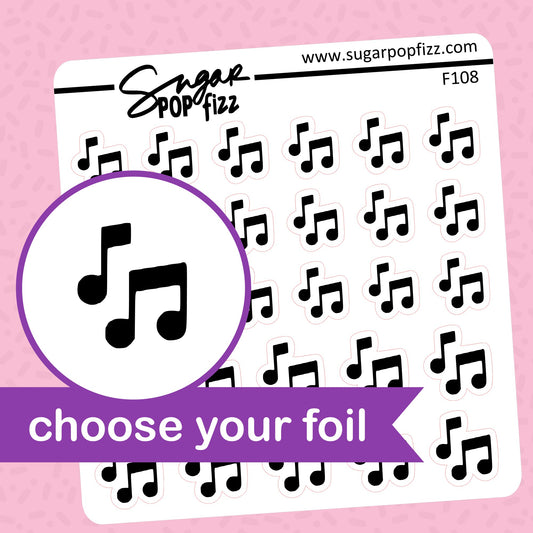 Music Notes Foil Stickers - choose your foil - F108