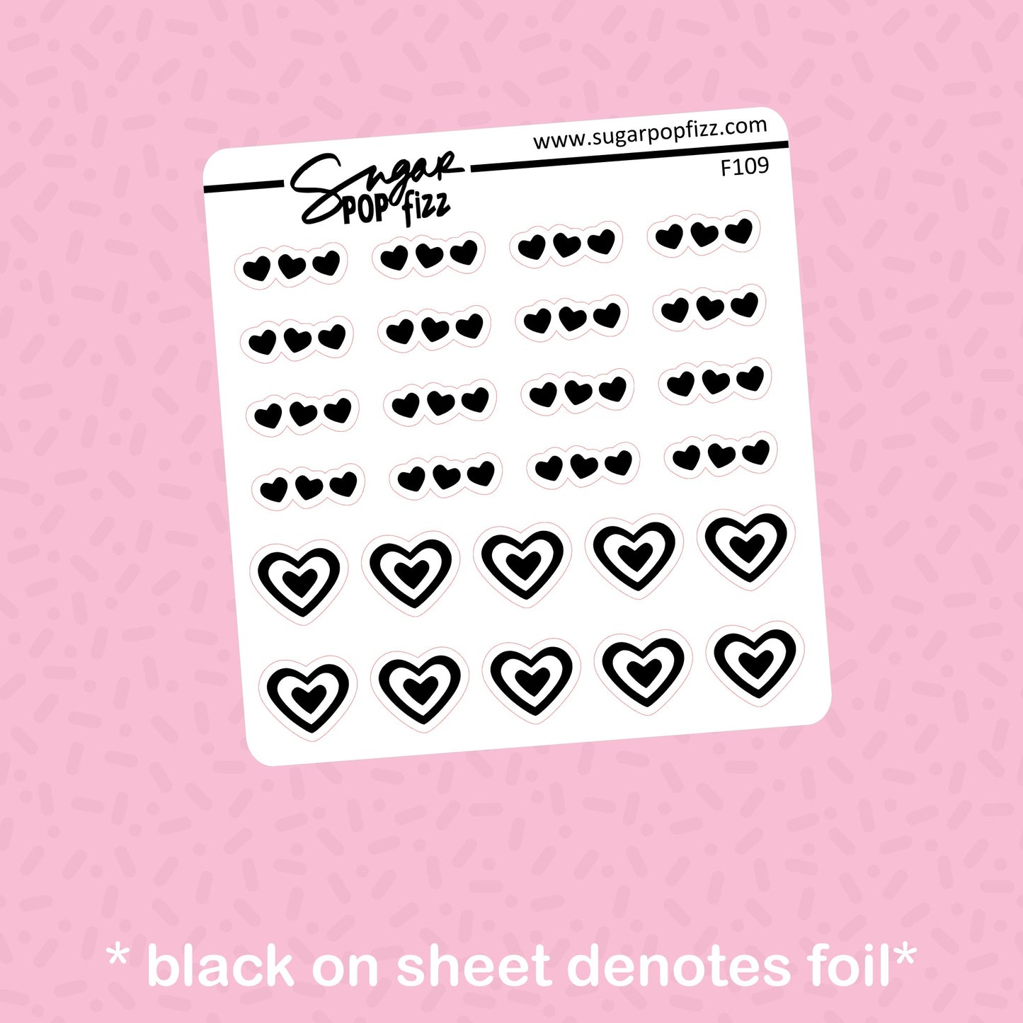 Love Heart Foil Stickers - choose your foil - F109