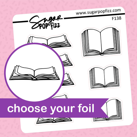 Open Books Foil Stickers - choose your foil - F138