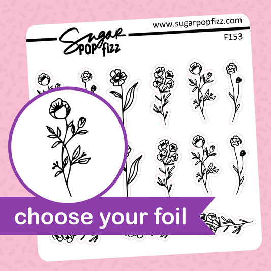 Floral Foil Stickers - choose your foil - F153