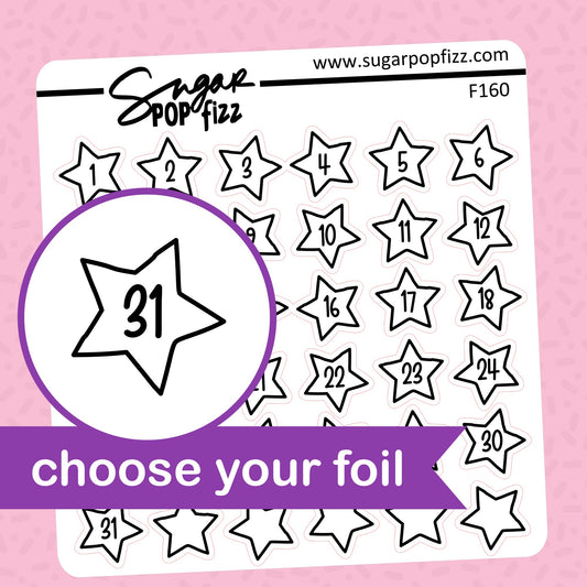 Star Date Dots Foil Stickers - choose your foil - F160