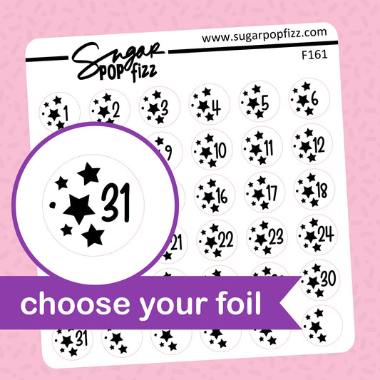Stars Date Dots Foil Stickers - choose your foil - F161