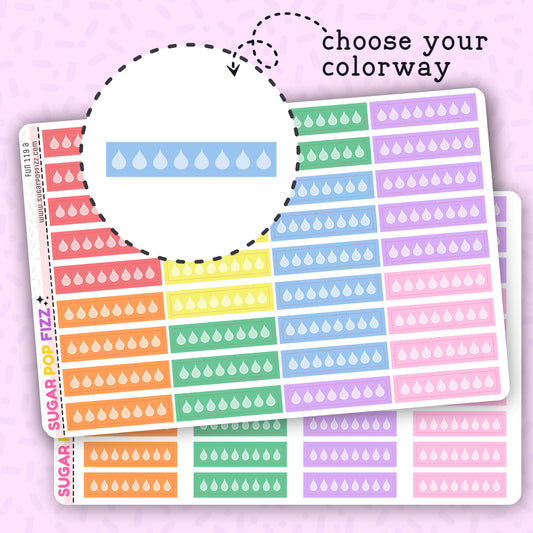 Water Tracker Boxes Functional Stickers (2 sizes) - FUN119