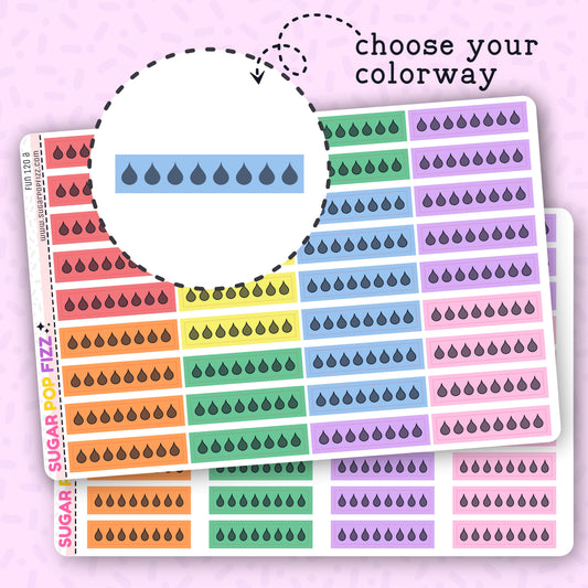 Water Tracker Boxes Functional Stickers (BLACK) (2 sizes) - FUN120