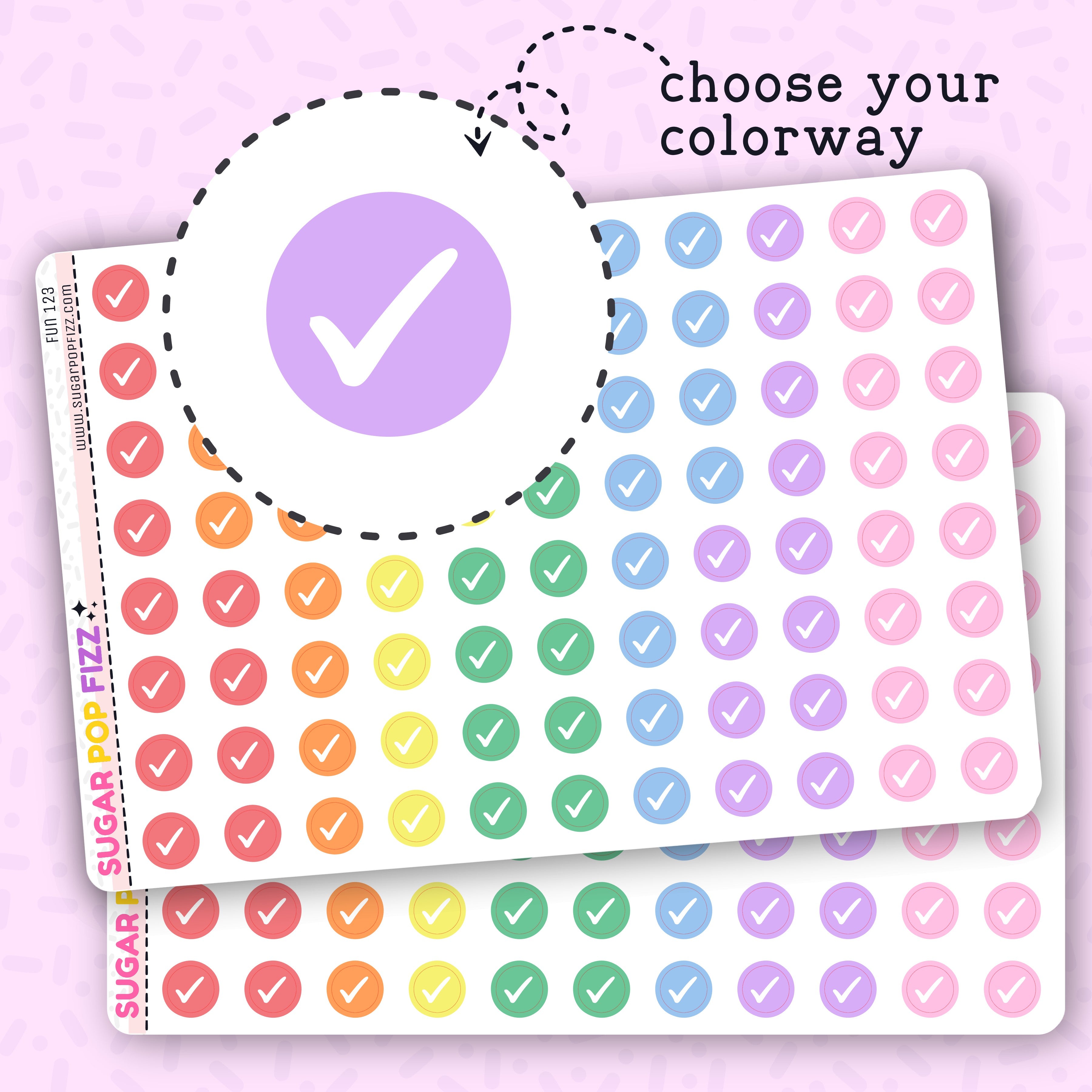 Check Mark w/ Circle Functional Stickers - FUN123 – Sugar Pop Fizz