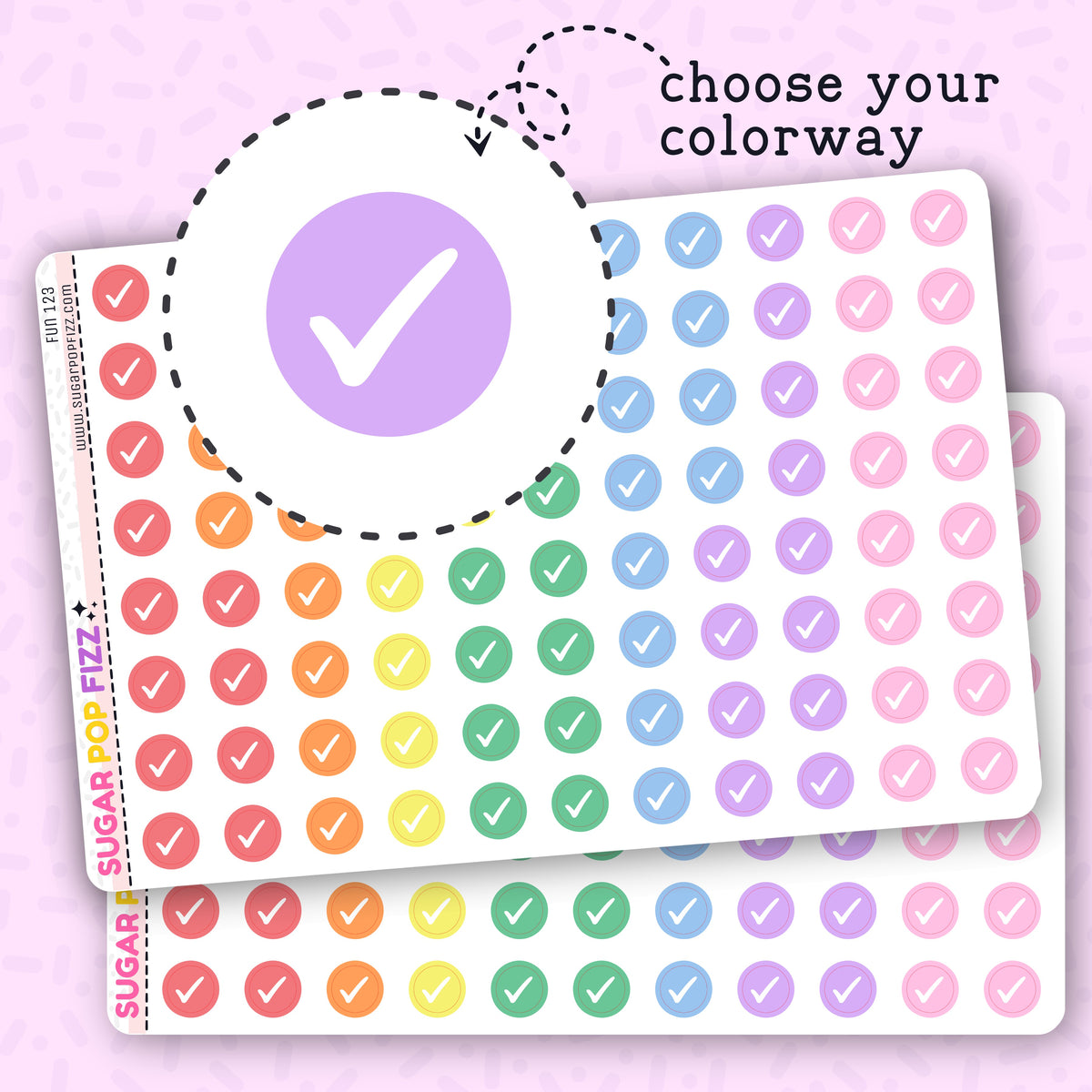 Fun Check Off Sticker Check Mark w/ Circle Functional Stickers - FUN123 – Sugar Pop Fizz